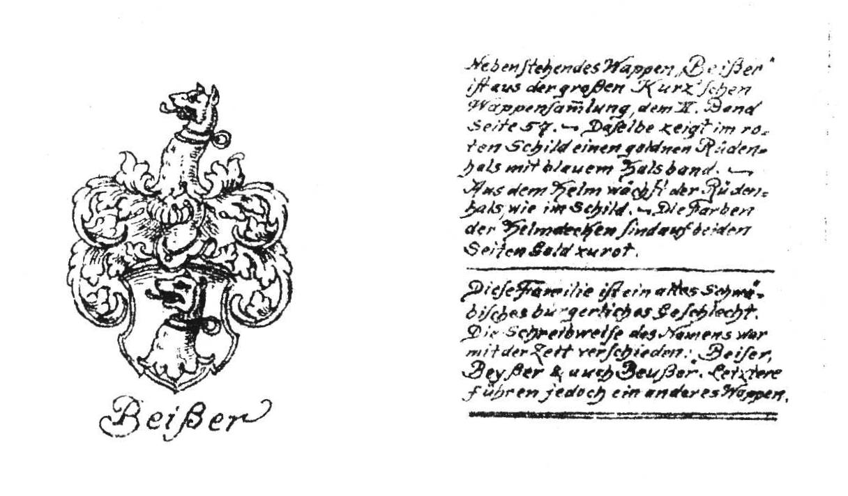 Beisser Coat of Arms according to Kurz